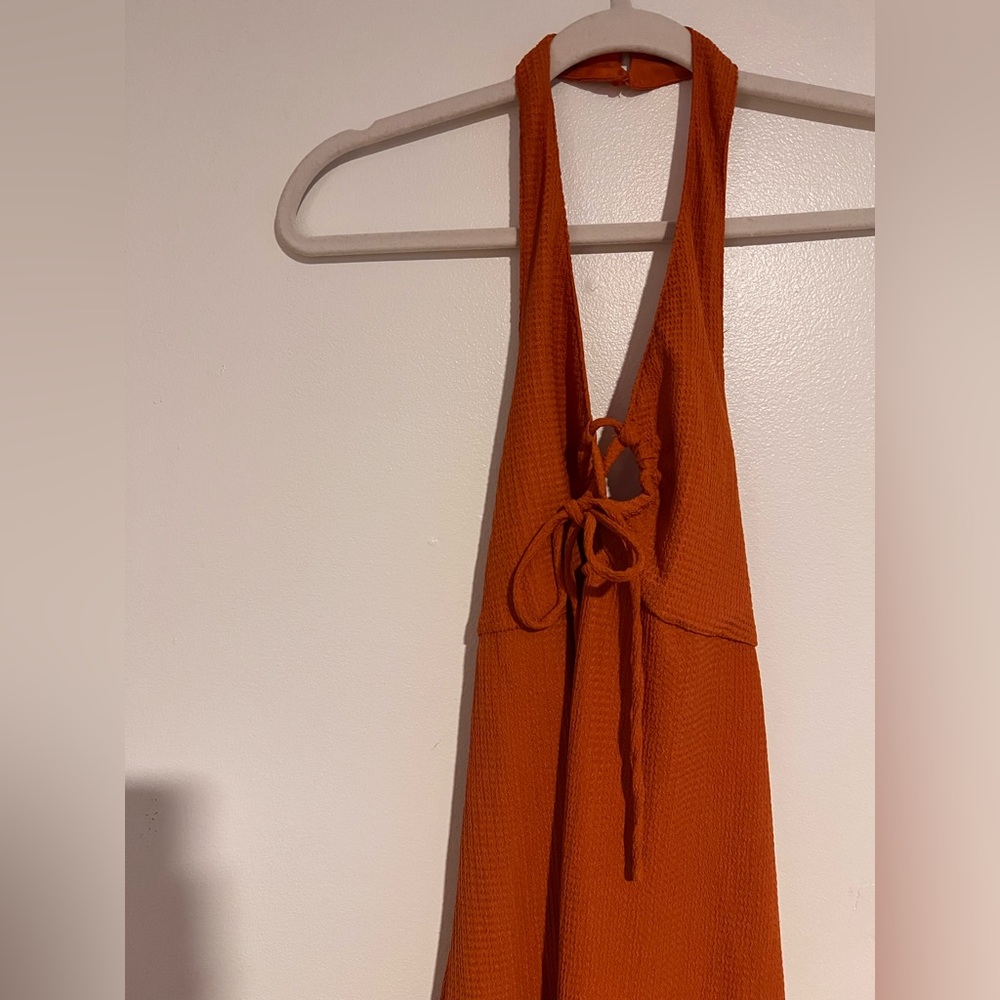 Rust Orange Halter Dress